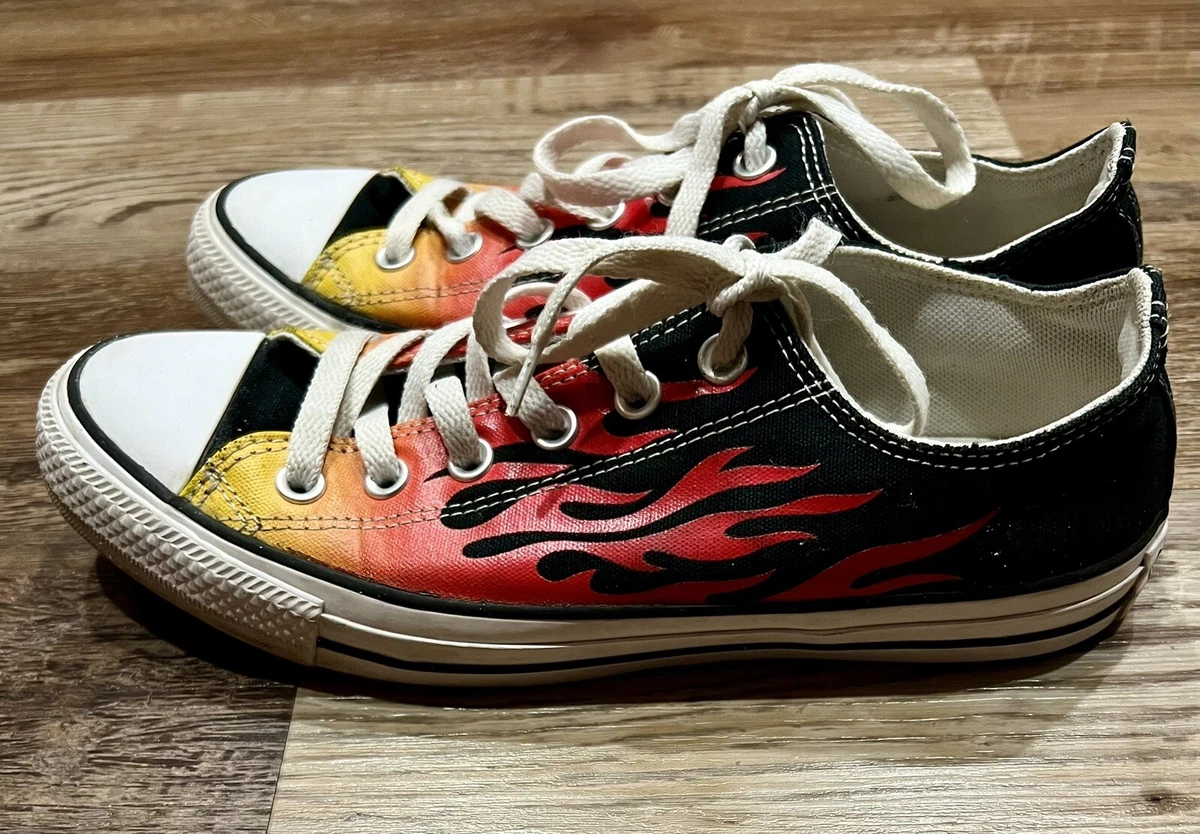 Converse Chuck Taylor All Star Ox Flames Fire Print Black Red M 7
