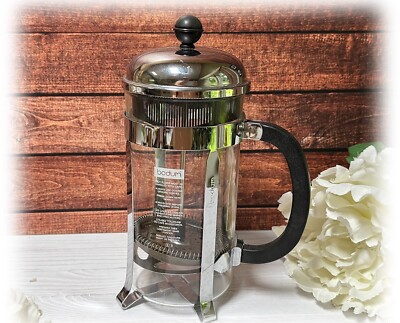 Bodum 34 oz French Press Coffee Maker Classic Chrome-Plated Chambord 8 Cups