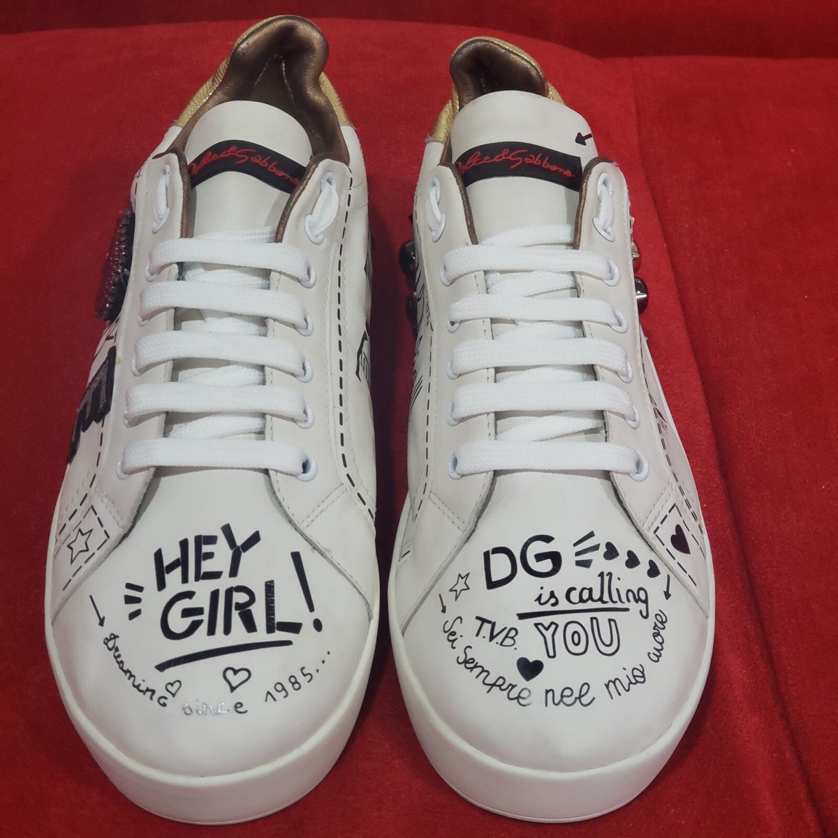 DOLCE & GABBANA DG Logo Man Sneaker Shoes PORTOFINO White Leather
