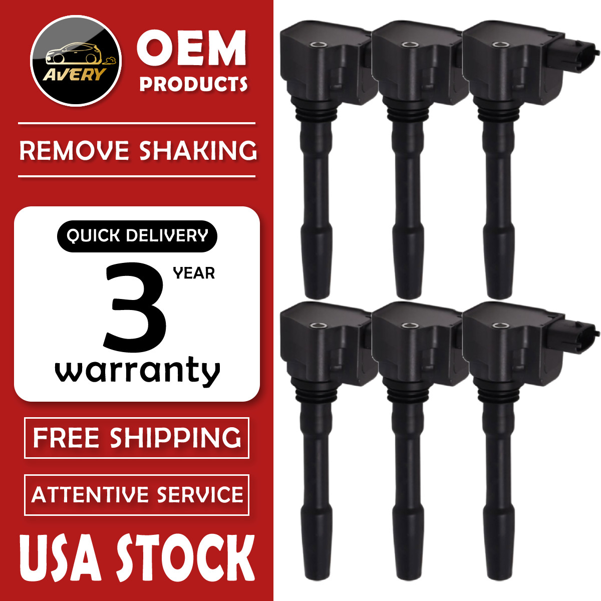 OEM 6 Ignition Coils For 2014-2021 Maserati Ghibli Levante Quattroporte 288233