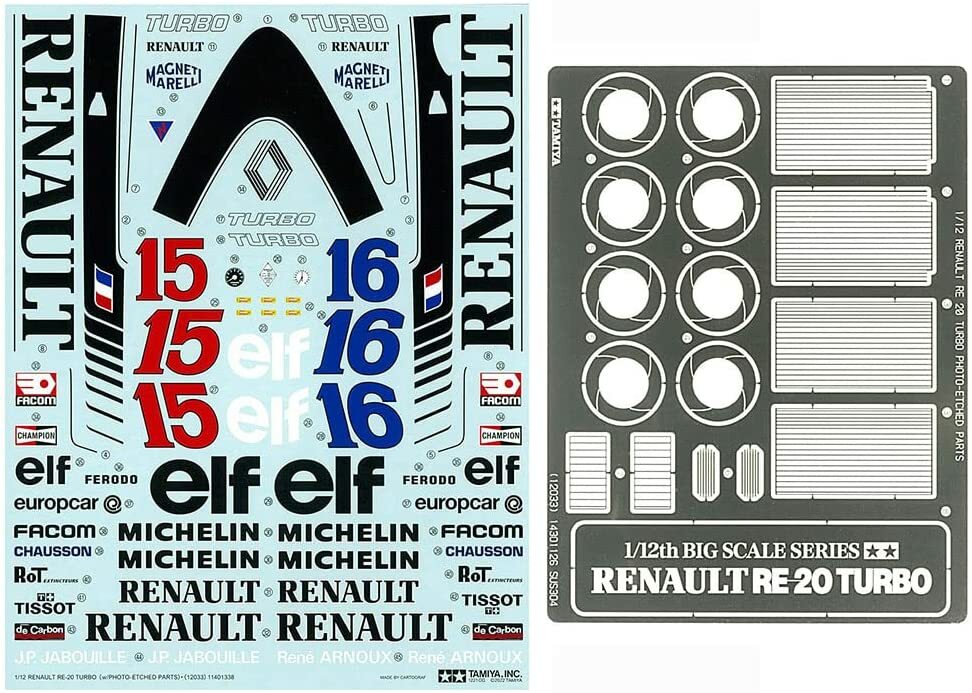 Big size Tamiya 1/12 kit Renault RE-20 turbo with etched parts