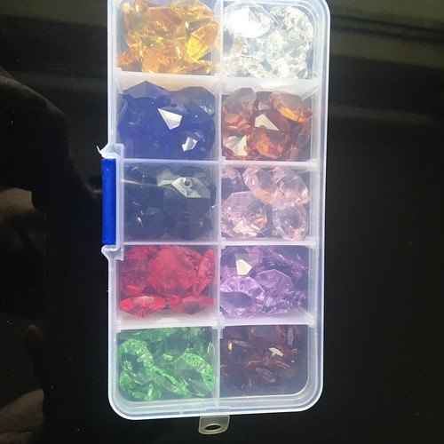 100 Stck. Bunte Perlen Glas Kristall Perle Sonnenfänger Kronleuchter Link Facettiert Prisma - Bild 6 von 17