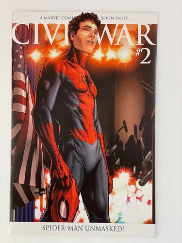 Civil War 2 MICHAEL TURNER 2nd Print VARIANT SPIDER MAN Unmasked MARVEL 2006