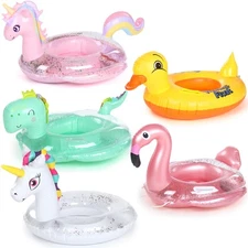 5 Pack Inflatable Pool Floats Ride on Pool Float Glitter Pool Float Swim Tube...
