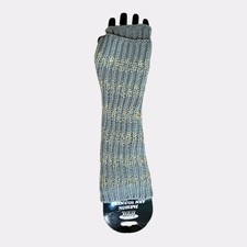Dusky Blue/ Gold Stretch Knit fingerless Arm warmers