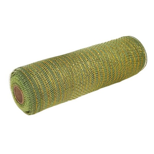 4 Rouleaux Maille Métallique Déco Automne - Ruban Polyester Avec Feuille Métallique Pour Couronnes Et Guirlandes