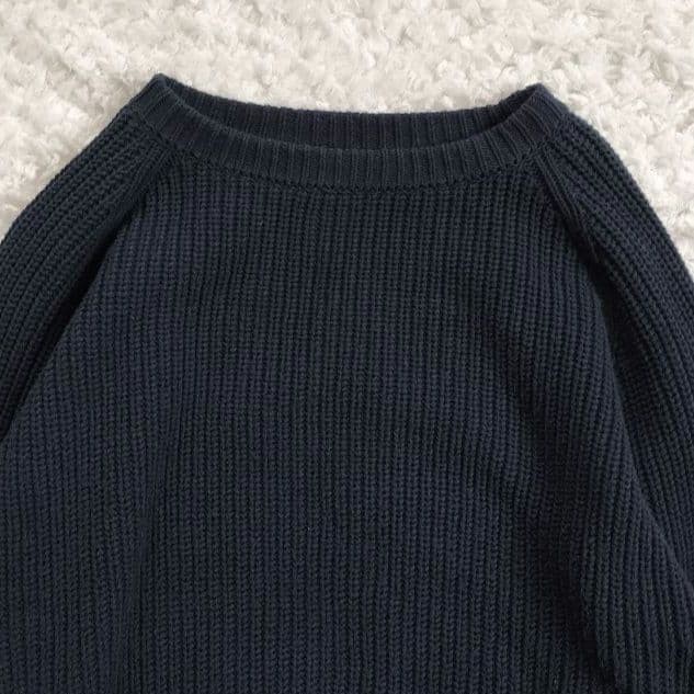 FRAMeWORK Rib Raglan Knit Pullover Navy One Size … - image 2