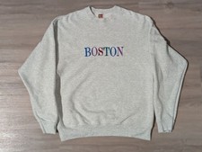 VTG 90s Boston Tourist Sweatshirt XL Grey USA Crew neck Retro Embroidered