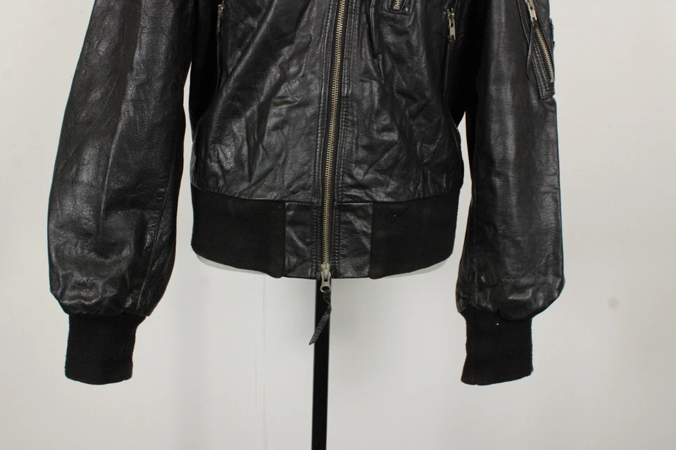 Chaqueta de bombardero de cuero de piloto alemán Mil-Tec by Sturm años 90 para hombre EU50 UK L delgada Foto 3 de 4