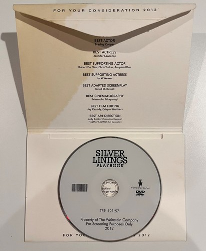 SILVER LININGS PLAYBOOK : For Your Consideration DVD 2012 Academy Award Screener - Imagen 3 de 3
