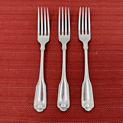 Set of 3 Oneida Heirloom Cube  CLASSIC SHELL Stainless DINNER FORKS Cutlery Lot
