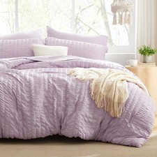Seersucker Lavender Full Comforter Set, 7-Piece All Season Lightweight Bed in a
