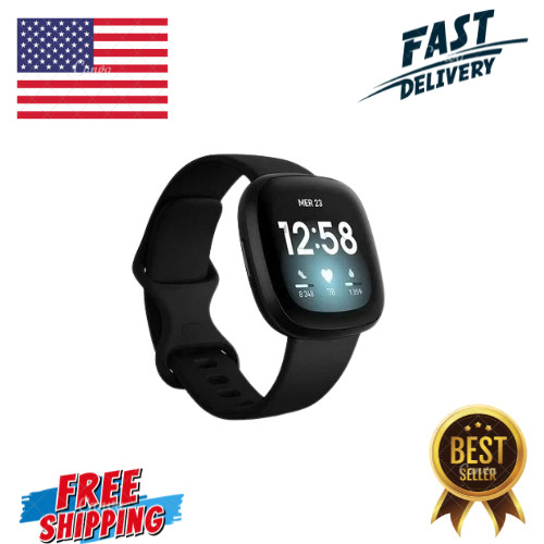 Fitbit Versa 3 Unisex Black Fitness Tracker 34mm Free Shipping