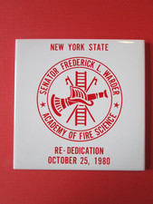 Geneva, NY 1980 Academy Fire Science Ceramic Trivet NY Senator Fred Warder