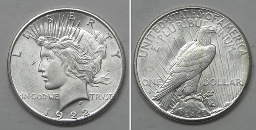 X7244  1922-S Peace Dollar, AU+++/BU