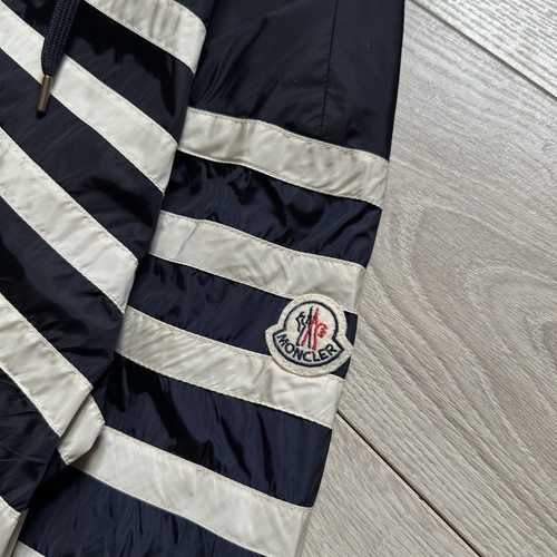 Moncler Blue White Striped Breton Giubbotto Hooded Jacket, Size:0 - Picture 3 of 14