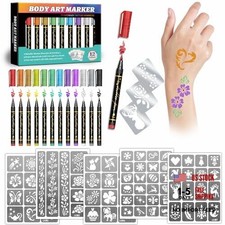 Temporary Tattoo Markers for Kids and Adults, 12 Metallic Markers Silver daily