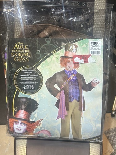 Alice In Wonderland MAD HATTER COSTUME Halloween Through Looking Glass XXL NEW