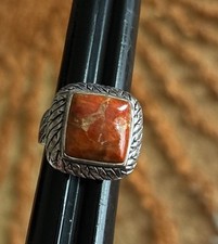 Nice Vintage Designer NK Sterling Silver Red Jasper Ring Size 8.75