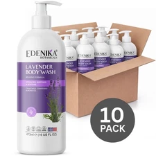 Edenika Lavender Body Wash 10 Pack, Relaxing, Hydrating Cleanser - Natural Oils