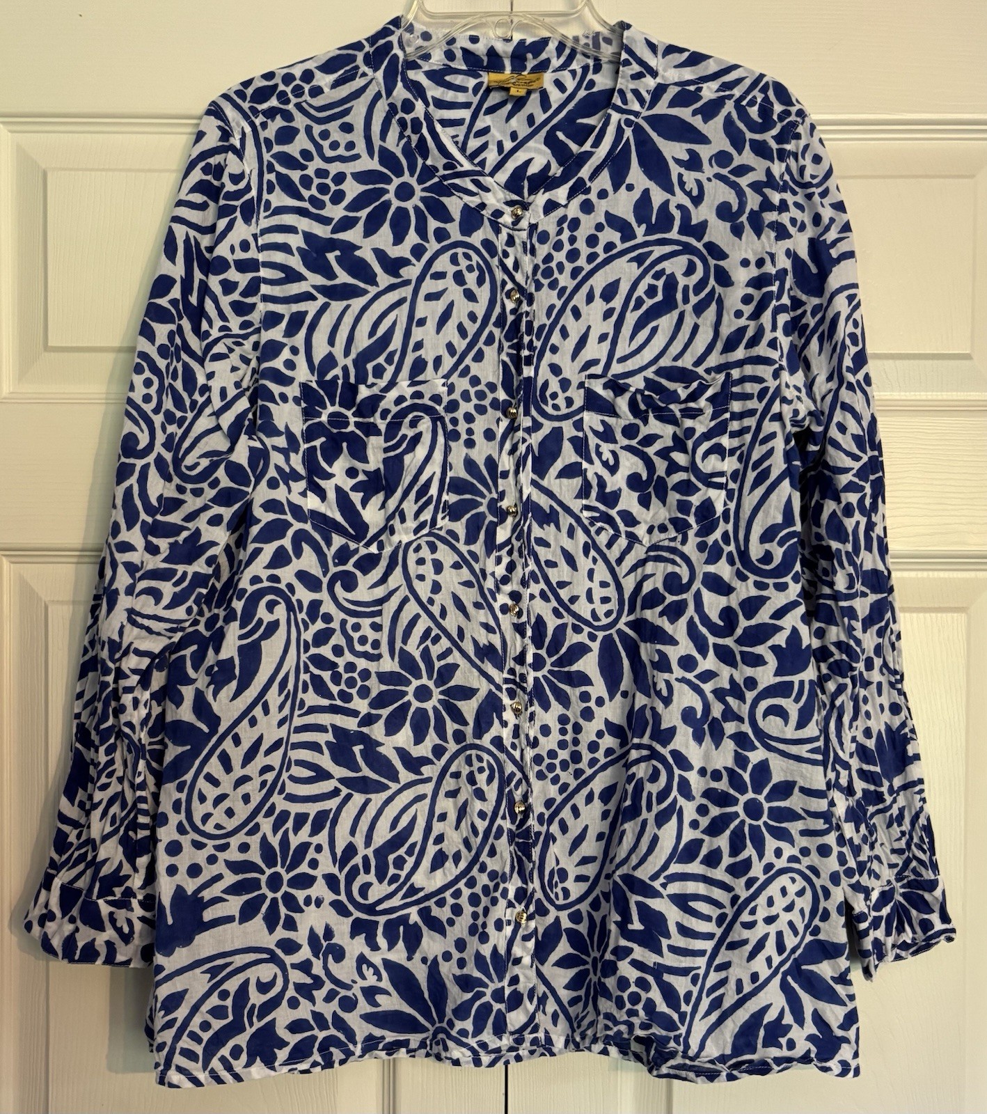 Roberta Roller Rabbit Button Up Tunic Blouse Flor… - image 1