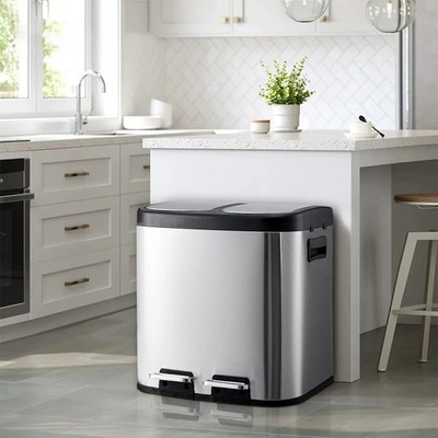 Edelstahl 20L/30L Silber Küche Treteimer Bad WC Abfalleimer