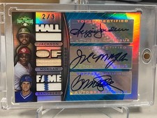 2007 Triple Threads REGGIE JACKSON/JOE MORGAN/RYNE SANDBERG 2/3 AUTO JERSEY BAT
