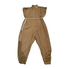 Zara Silky Flowy Beigh Tan Jumpsuit Whit Rope Size Medium