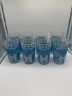 Vintage Jeanette Glass Jasperware Blue Greek / Roman Design Set of 8 Glasses