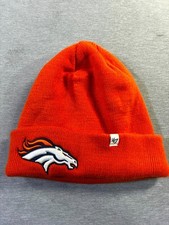 DENVER BRONCOS NFL Knit Beanie Orange Winter Hat cuffed with Pom NWT By 47 Brand