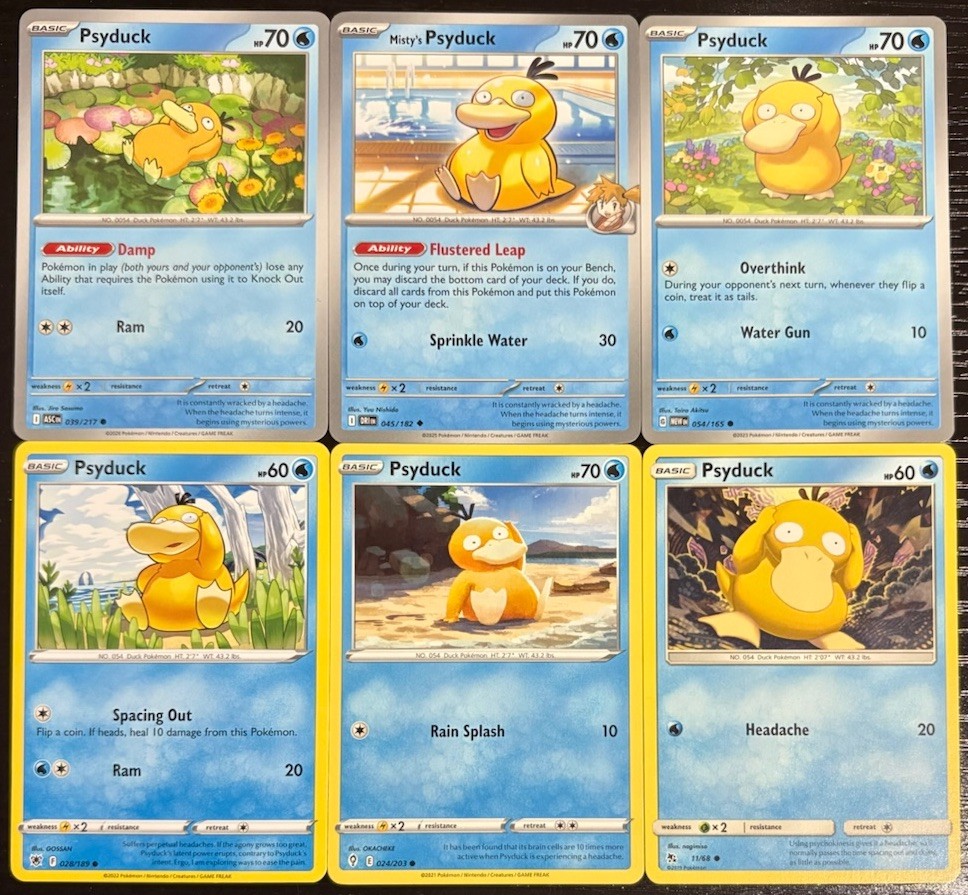 Psyduck Pokemon TCG Collection From 6 Different Art/Set English Cards NM