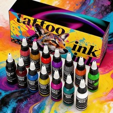14 Color Bright Pigment Tattoo Ink Set, Tattoo Body Art Painting Pigments