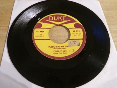 Johnny Ace 45 - Pledging My Love / Anymore - Duke 136 Re-release