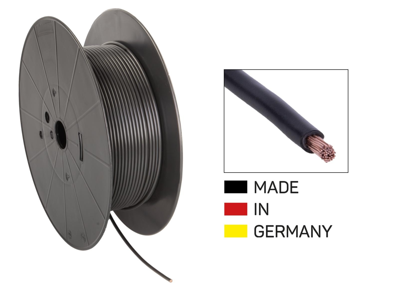 Cable FLY 4mm2 noir haute conductivité avec isolant PVC robuste en bobine