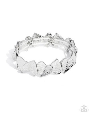 Paparazzi Heart Bracelet - Swoon-Worthy Shimmer - Silver