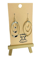 Sterling Silver 925 Dangle Drop Earrings Long Tiered Circle Design