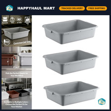 3-Pack Heavy-Duty 20" x 15" Bus Tubs - Stackable Dish Storage Boxes, 6.5 Gallons
