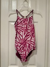 Justice Pink and White Tie Dye one-piece swimsuit size 14