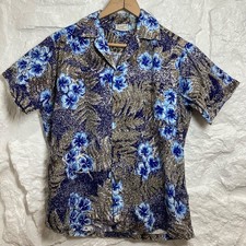 Vintage 1950's "Shaheen of Honolulu" Hawaiian Aloha Shirt Orchids Palm Leaves