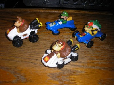 Lot of 4 Different HOT WHEELS Plastic McDonald's Mario Cart Cars Free SHIPPING
