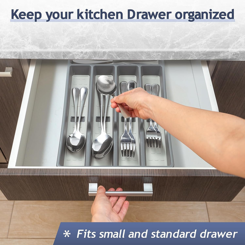 Cutlery Organizer with Icons - Non-Slip Silverware Tray for Kitchen Drawers - Picture 5 of 12