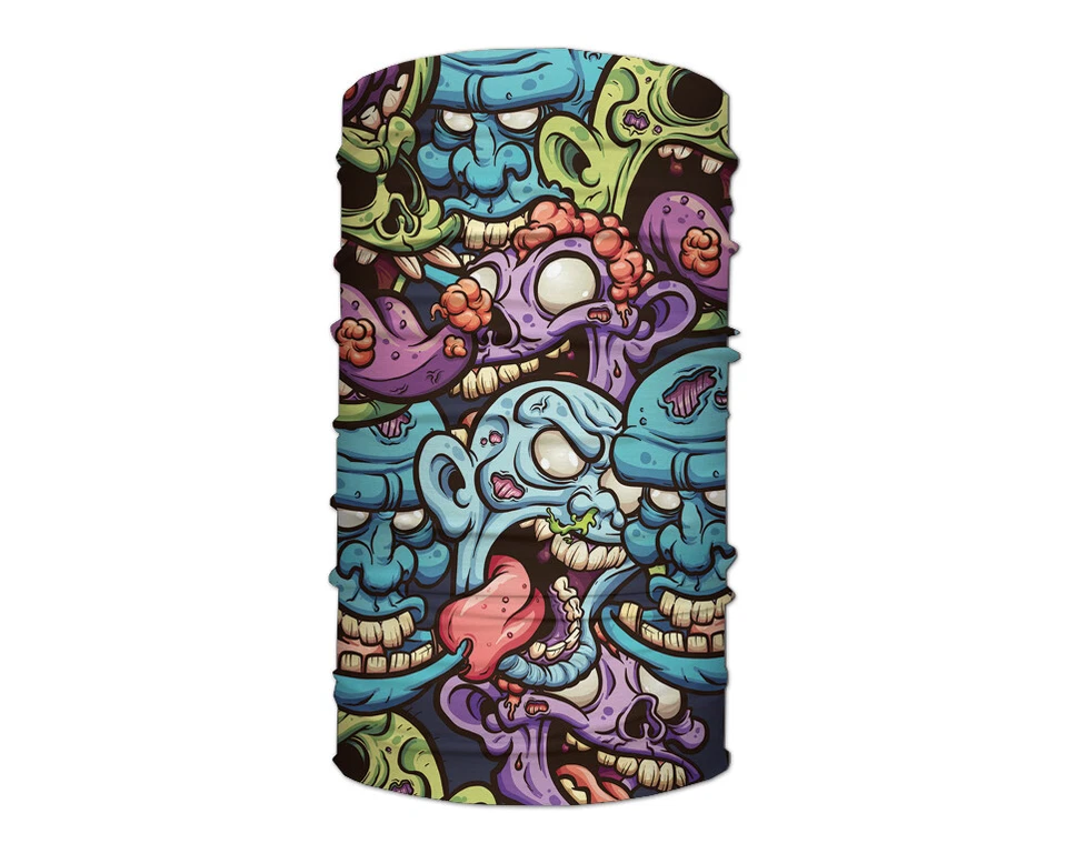 Washable Fabric Face Cover Neck Gaiter Unique Print Zombie Heads Design EU Made - Image 2 of 4