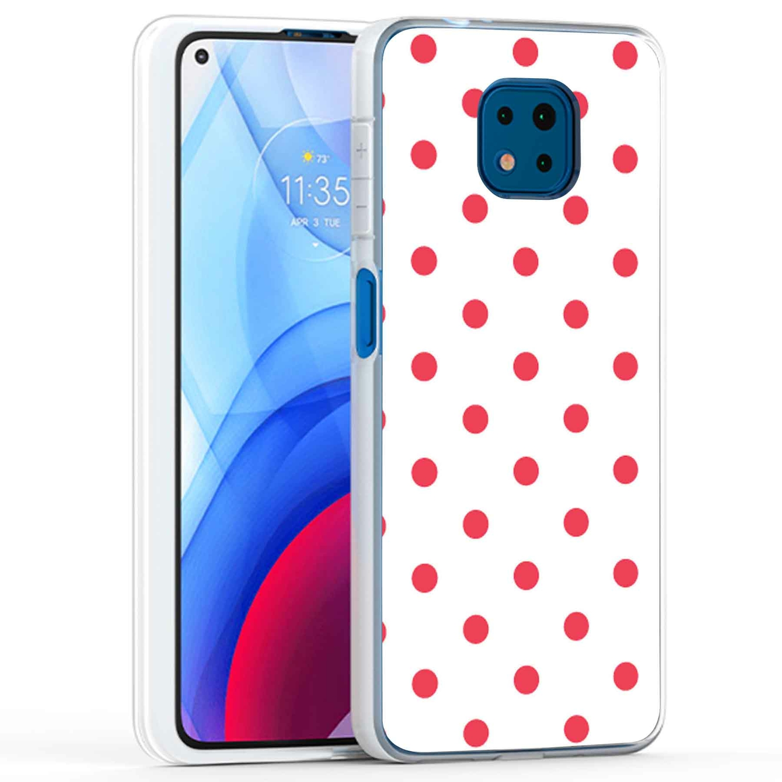 Phone Case Cover for Motorola Moto G Power 2021,Pink Polkadot White Print, USA