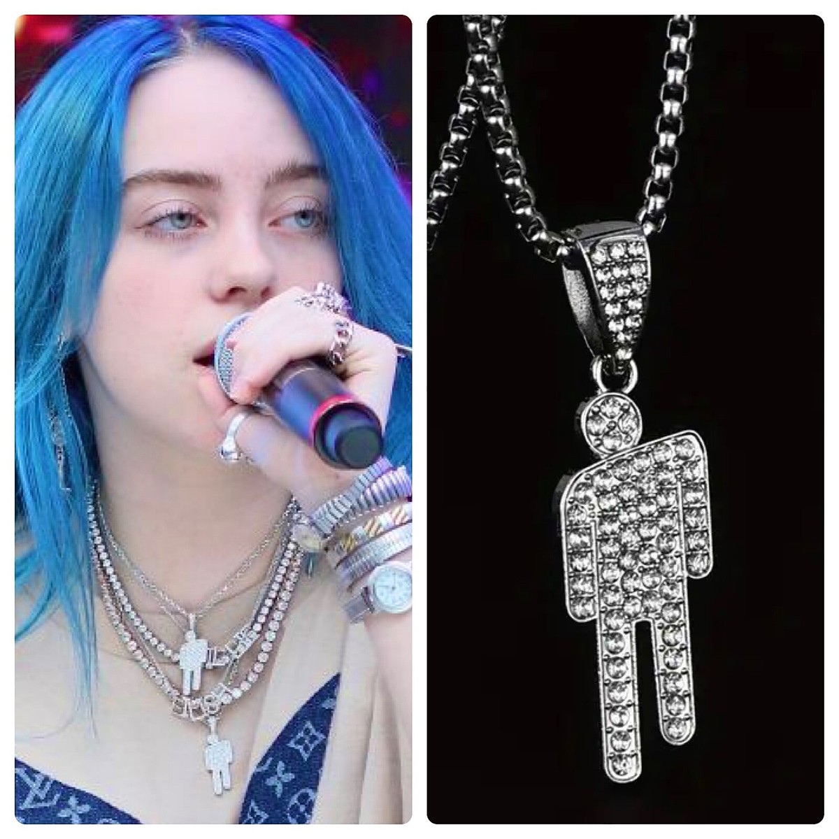BILLIE EILISH Inspired ♡ Rhinestone Blohsh Necklace Pendant BILLIE EILISH Inspired ♡ Rhinestone Blohsh Necklace Pendant