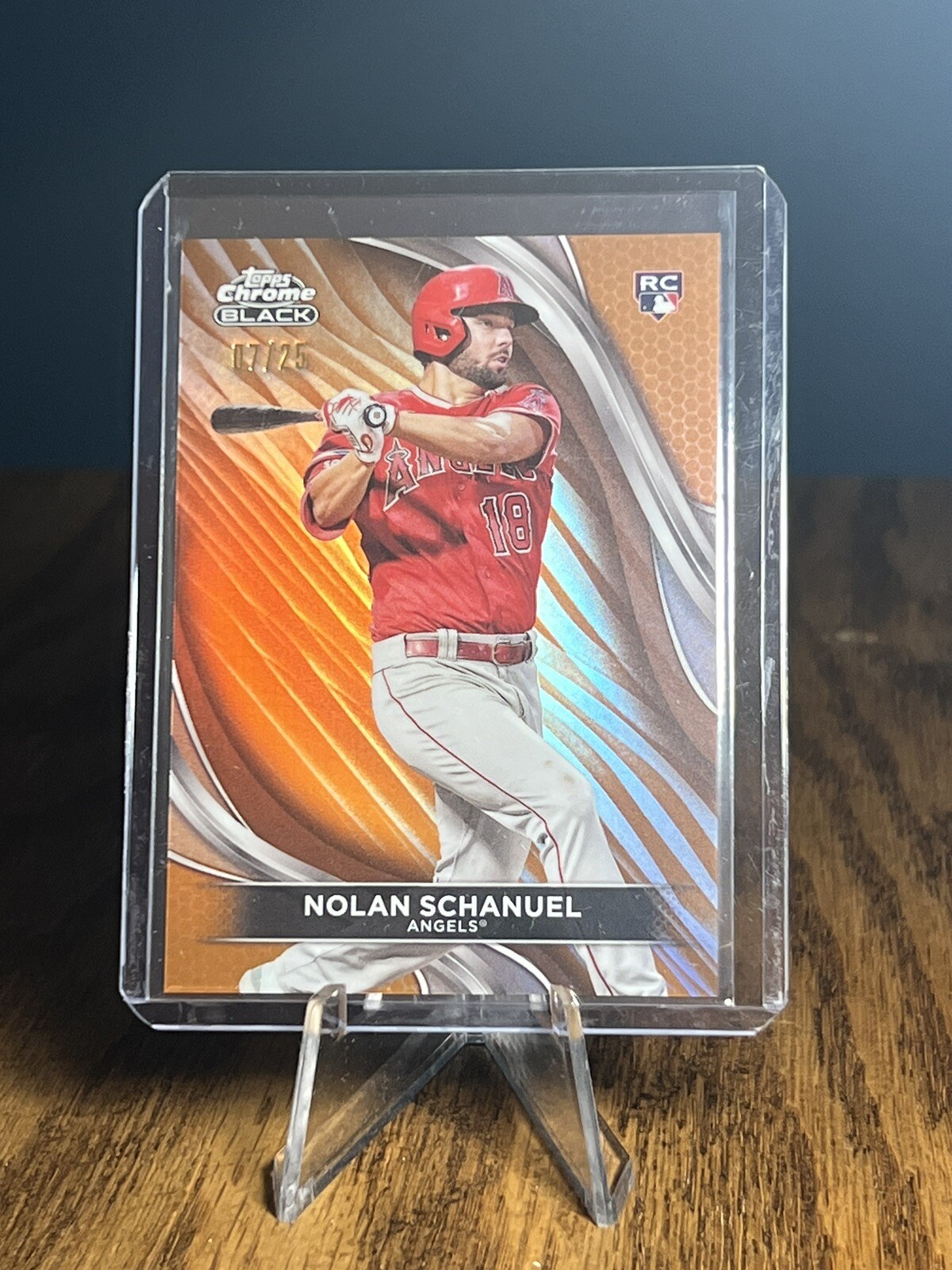 2024 Topps Chrome Black Nolan Schanuel RC Orange Refractor 07/25 #75 LA Angels
