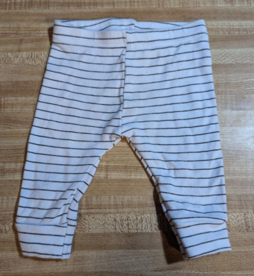 The Peanut Shell Baby Boy 3 Months 100 Percent Cotton White/Black Striped Pants