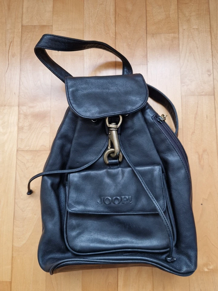 Rucksack Tasche Vintage JOOP! Schwarz Leder Zustand Getragen