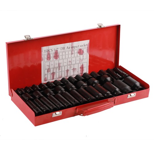Professional 1/2in Drive Deep Impact Hex Socket Set of 35Pcs Metric - Picture 2 of 12