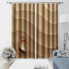 flat beach with uniform colors Printing 3D Blockout Curtains Fabric Window