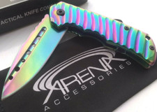 Razor Tactical Ripple Spring Assist Pocket Knife Rainbow Blade FrameLock Flipper